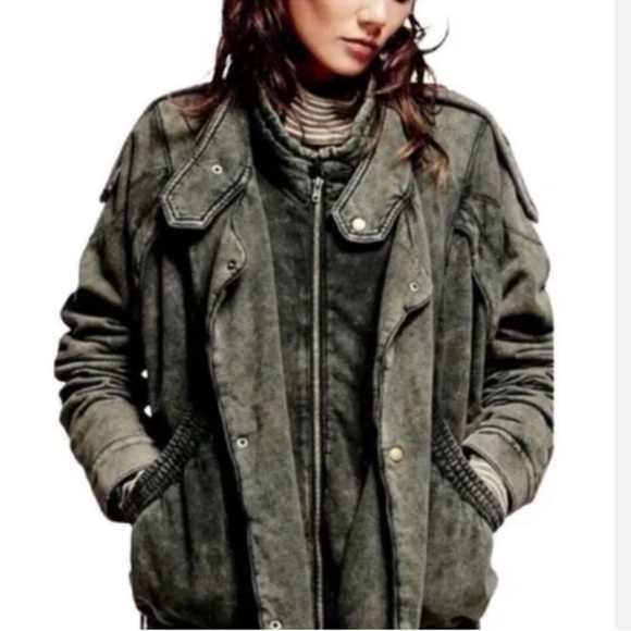 WE THE FREE Women’s Size XS/S Free People Military Bomber Jacket Relaxed Slouchy - Picture 1 of 8